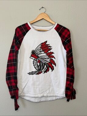 Montana Co Lakota Tee Shirt Size Small Red & Black Plaid